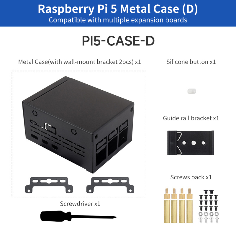 Pi 5 Case - Raspberry Pi 5 Metal Case Industrial